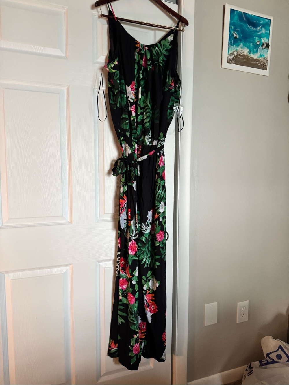 Vince Camuto Tropical Floral Belted Jumpsuit Women’s XL NWT - Picture 2 of 9